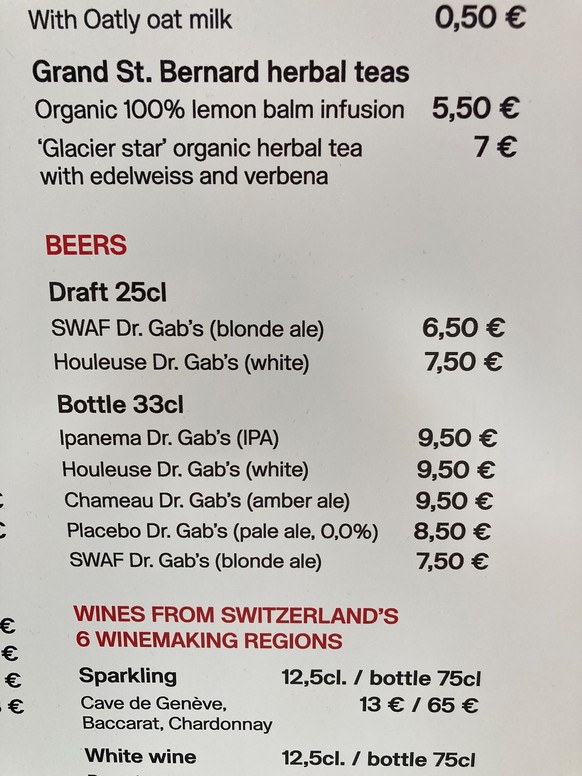 Olympia 2024: Die Bierpreise im Maison Suisse in Paris.