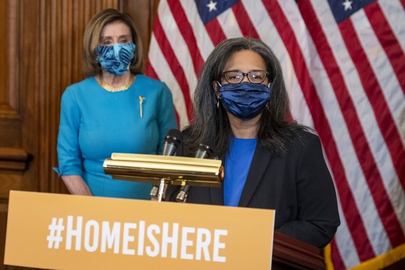 United States Representative Marilyn Strickland Democrat of Washington offers remarks at a press conference regarding the Dream and Promise Act and the Farm Workforce Act, at the U.S. Capitol in Washi ...