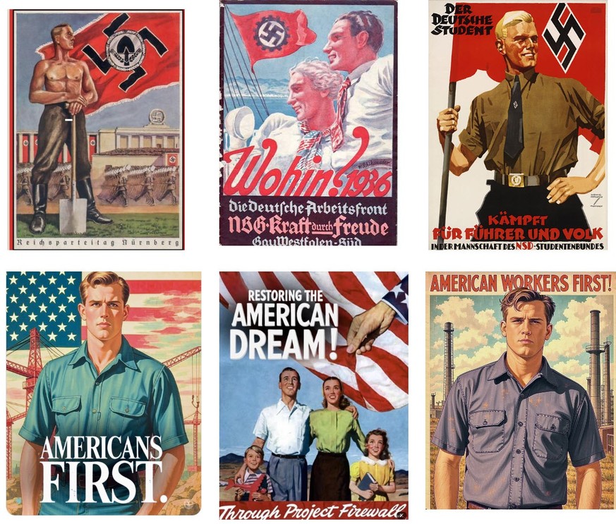 Vergleich Nazi-Zeit mit aktuellen Plakaten des US-Arbeitsministeriums