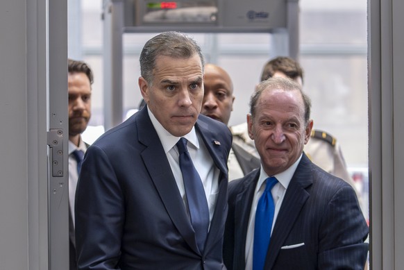 Hunter Biden, left, son of President Joe Biden, arrives at the O'Neill House office building with attorney Abbe Lowell for a closed-door deposition in a Republican-led investigation into the Biden...