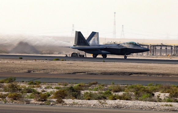RECORD DATE NOT STATED An F-22 Raptor takes off from Al Dhafra Air Base, United Arab Emirates, Feb. 21, 2022. The F-22s were rapidly deployed to the base earlier in the month on order from the U.S. Se ...