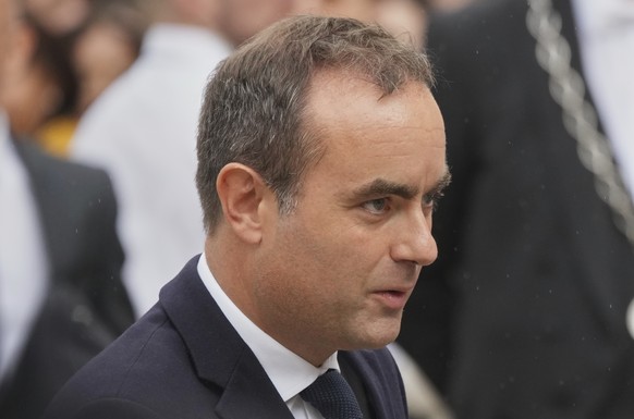 Newly named Prime Minister Sebastien Lecornu arrives at the Prime Minister residence for a handover ceremony with outgoing French Prime Minister Francois Bayrou, in in Paris, Wednesday, Sept. 10, 2025 ...
