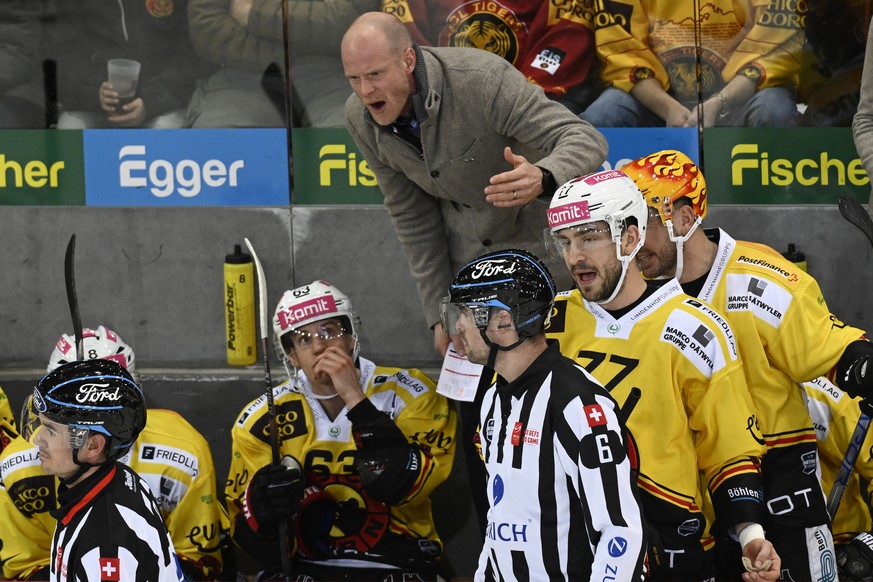 Berns Head Coach Toni Soederholm waehrend dem Qualifikations-Spiel der National League, zwischen den SCL Tigers und dem SC Bern, am Dienstag 29. November 2022, im Ilfisstadion in Langnau. (KEYSTONE/Ma ...