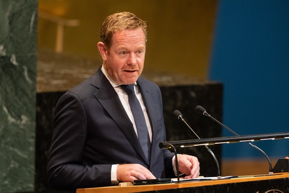 epa12398915 Minister of Foreign Affairs of the Netherlands David van Weel speaks during the High-Level International Conference for the Peaceful Settlement of the Question of Palestine and the Impleme ...