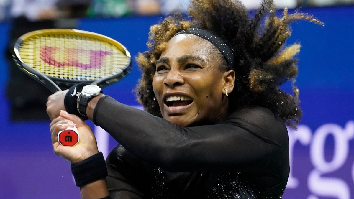 FILE - Serena Williams, of the United States, returns a shot to Ajla Tomljanovic, of Australia, during the third round of the U.S. Open tennis championships, Friday, Sept. 2, 2022, in New York. (AP Ph ...