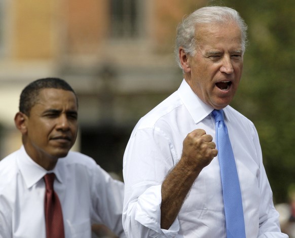 FILE - In this Aug. 23, 2008 file photo, then-Democratic presidential candidate Sen. Barack Obama D-Ill., and his vice presidential running mate then-Sen. Joe Biden D-Del., appear together at a campai ...