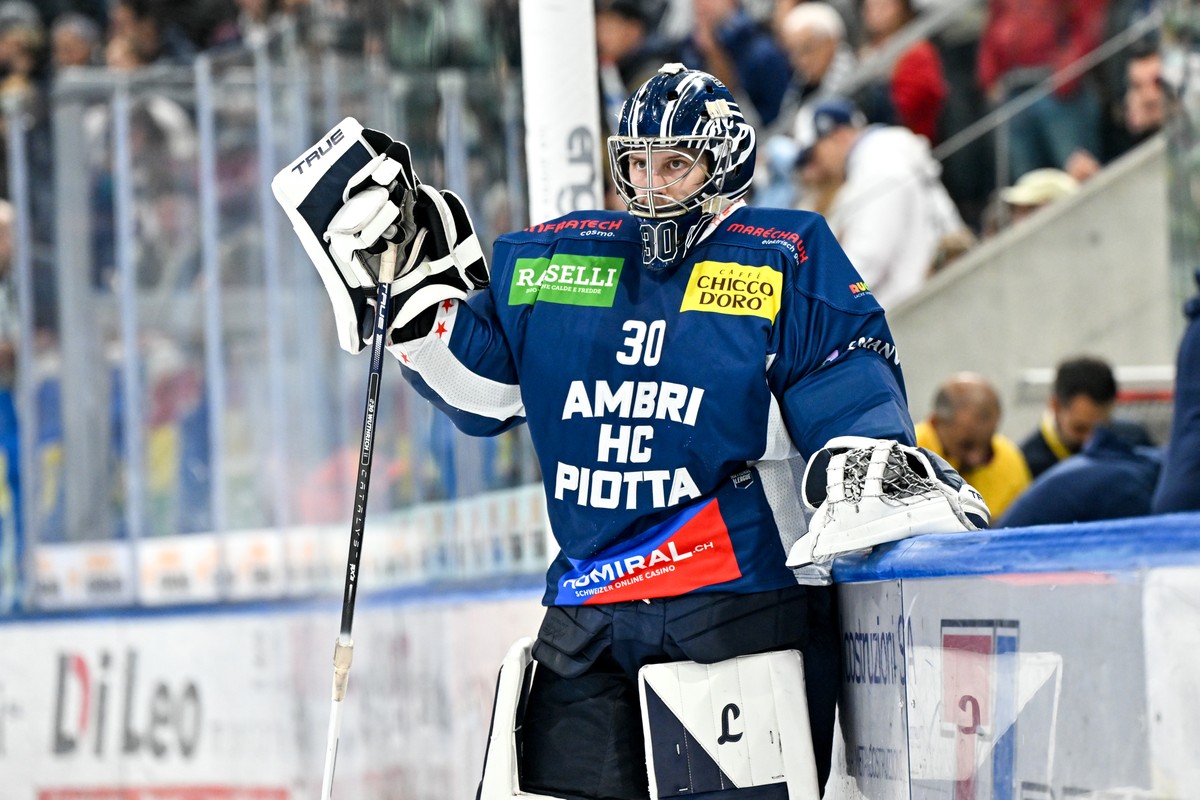 Goalie Philip Wuethrich (HCAP) disappointed for the loss, during the regular season National League game between HC Ambri Piotta and SC Bern at the ice stadium Gottardo Arena, Switzerland, October 10, ...