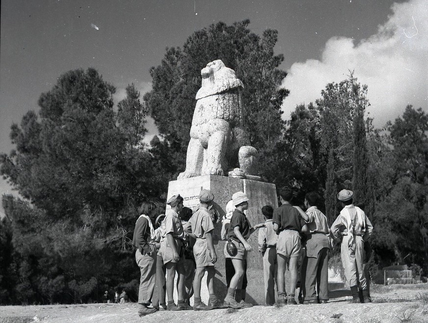 Die Gedenkenstaue «Brüllender Löwe» in Tel Chai im Oberen Galiläa im Norden Israels.