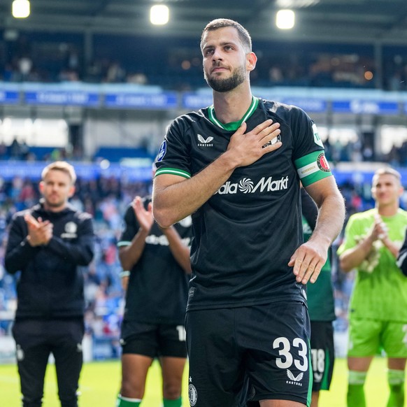 Eredivisie: sc Heerenveen v Feyenoord Heerenveen - David Hancko of Feyenoord during the thirty-fourth round of the 2024/2025 Eredivisie season. The match is set between sc Heerenveen and Feyenoord at  ...
