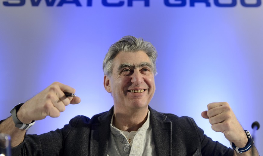 CEO of Swiss watch company Swatch Group, Nick Hayek, gestures during a press conference of the year 2013 final results presentation, Thursday, 20 March 2014, in Geneva, Switzerland. (KEYSTONE/Martial  ...