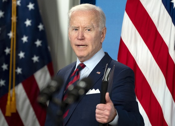 epa09121379 US President Joe Biden delivers remarks on the investments in the American Jobs Plan in the South Court Auditorium of the White House, in Washington, DC, USA 07 April 2021. President Biden ...