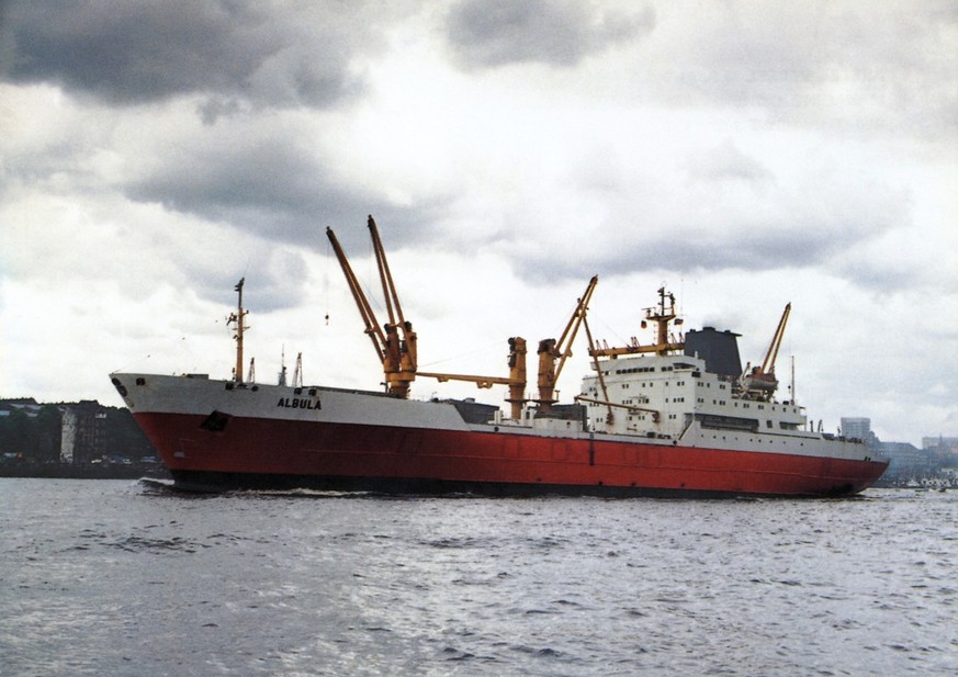 Das Schweizer Frachtschiff  Albula, undatierte Aufnahme.
