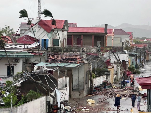 Houses are damaged in the aftermath of typhoon Bualoi in Thanh Hoa, Vietnam, Monday, Sept. 29, 2025. (Viet Hoang/VNExpress via AP)
Vietnam Asia Storm