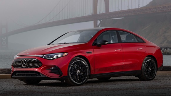 This photo provided by Mercedes-Benz shows the 2027 CLA 250+. The electric version of the new CLA is the least expensive car Edmunds has tested that has more than 400 miles of real-world range. (Court ...