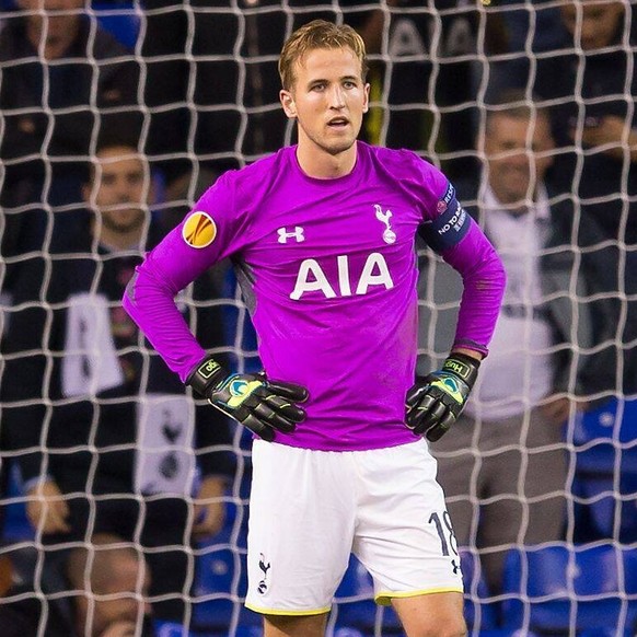 Mandatory Credit: Photo by Ben Queenborough/BPI/Shutterstock 4218033bd Harry Kane of Tottenham Hotspur playing in goal looks dejected after conceding a soft goal UEFA Europa League 2014/15 Group Stage ...