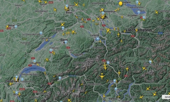 Schweizer Luftraum um 9.30 Uhr.
