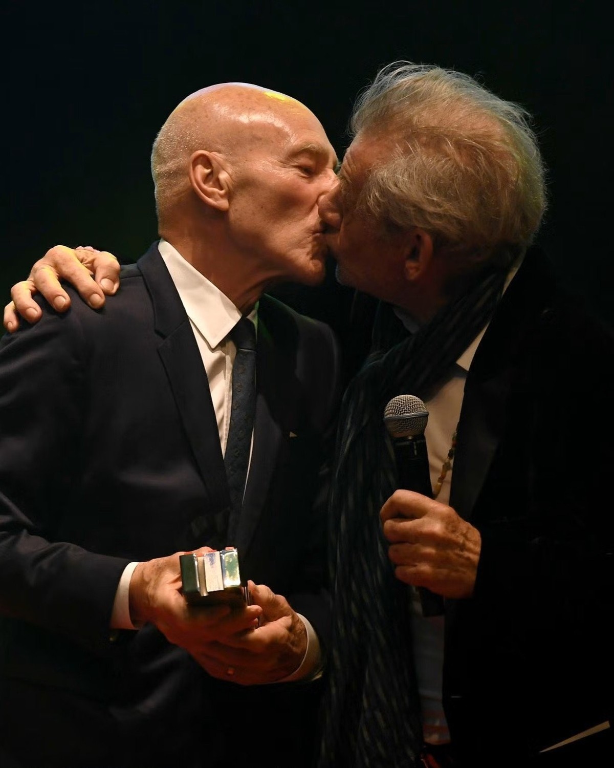 Patrick Stewart, engagé de longue date en faveur des droits LGBT, a souvent affiché son affection pour son ami Ian McKellen, ouvertement gay.