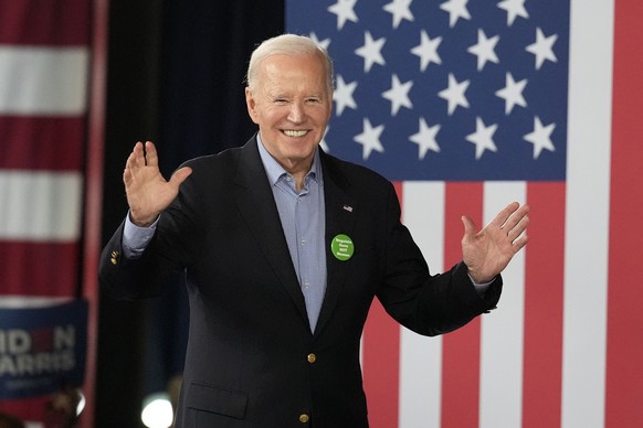 FILE - President Joe Biden waves to supporters after speaking at a campaign event, March 9, 2024, in Atlanta. Biden has formally clinched a second straight Democratic nomination. Now his party?s presu ...