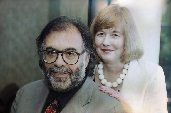 FILE - Francis Coppola and wife, Eleanor, pose July 16, 1991, in Los Angeles. Eleanor Coppola, who documented the making of some of her husband Francis Ford Coppola?s iconic films, including the infam ...