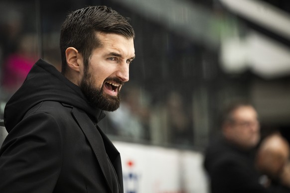 Lugano?s coach Luca Gianinazzi, during the regular season of National League Swiss Championship 2024/25 match between HC Lugano and SCL Tigers at the ice stadium Corner Arena, Switzerland, Tuesday, No ...