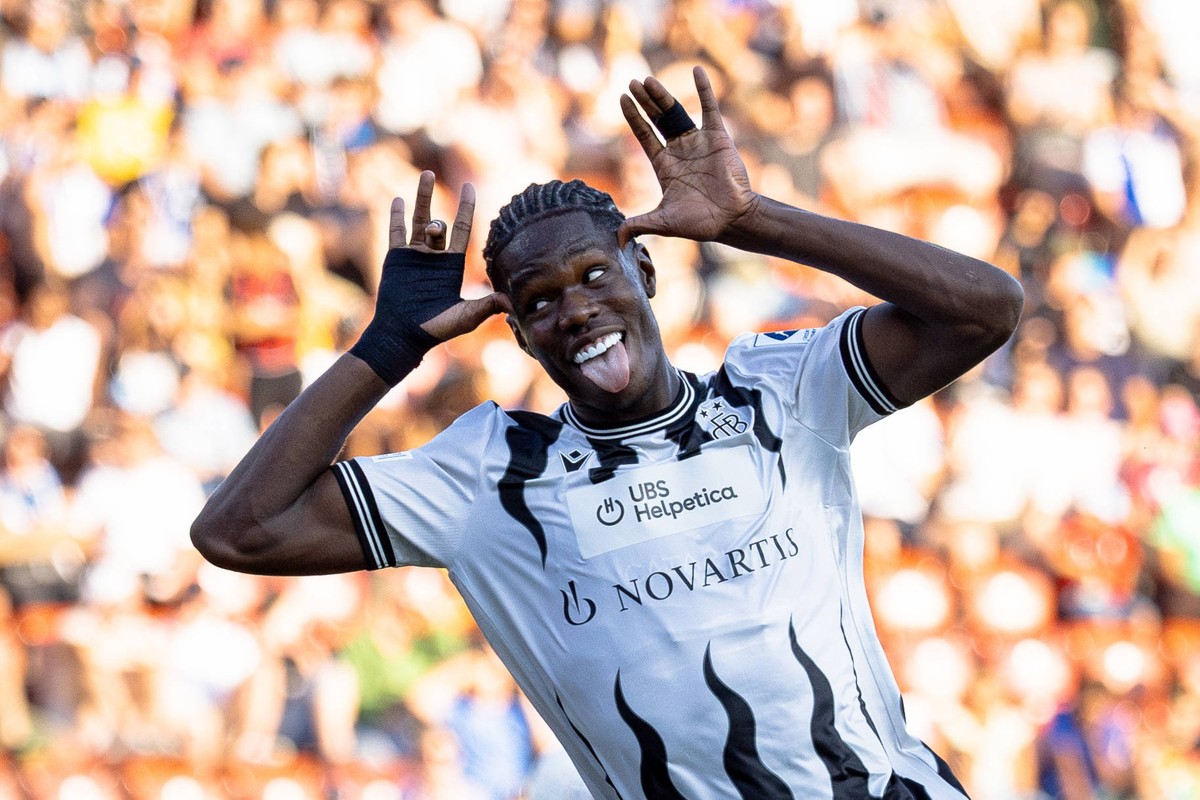Zuerich, Switzerland, August 02st 2024: Goalscorer Thierno Barry 9 Basel during the Superleague soccer match between Grasshopper Club Zuerich and FC Basel 1893 at Letzigrund in Zuerich, Switzerland. P ...