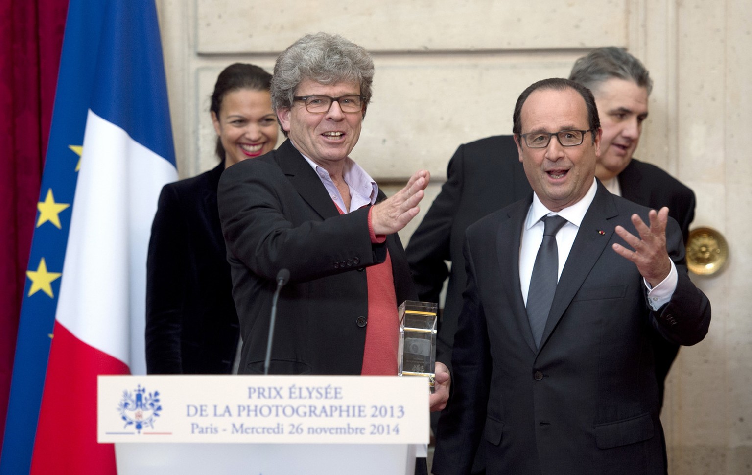 Preisträger Michel Euler (links) mit Präsident&nbsp;François Hollande.