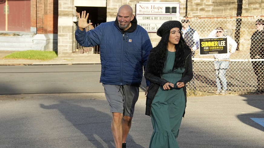 Democrat John Fetterman and his wife Gisele shortly before casting their ballots on Nov. 8.