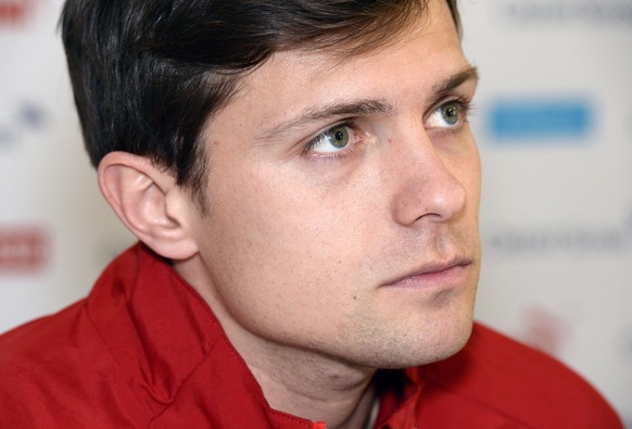 Valentin Stocker an einer Medienkonferenz der Schweizer Fussball Nationalmannschaft in St. Gallen am Dienstag, 4. Maerz 2014. Die Schweiz spielt am Mittwoch, 5. Maerz, ein Laenderspiel gegen Kroatien. ...