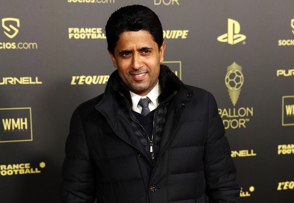 epa09611509 PSG president Nasser Al-Khelaifi arrives for the 2021 Ballon d&#039;Or ceremony at Theatre du Chatelet in Paris, France, 29 November 2021. EPA/YOAN VALAT