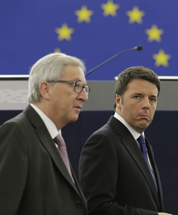 Kommissionspräsident Jean-Claude Juncker (links) mit Italiens Regierungschef Matteo Renzi. &nbsp;