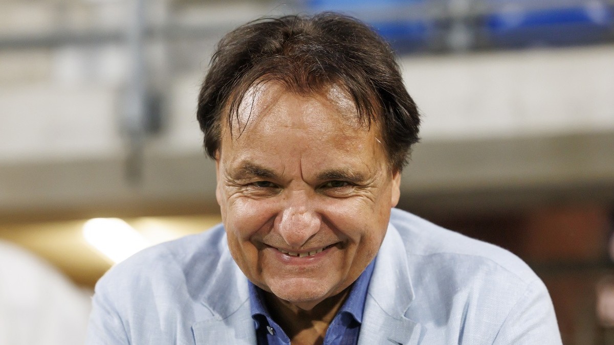 Christian Constantin, President of FC Sion, smiles, during the Challenge League soccer match of Swiss Championship between FC Stade Nyonnais and FC Sion, at the Stade de la Colovray, in Neuchatel, Swi ...