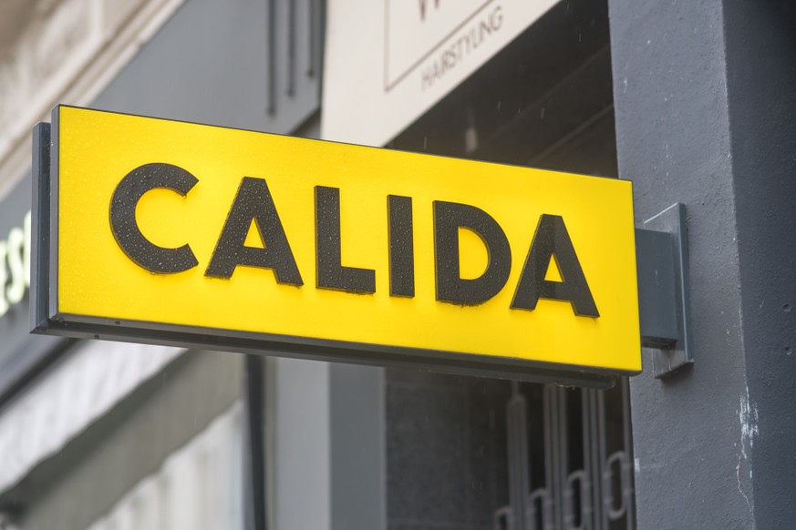 Calida store, Hamburg, Germany - March 28, 2021: Calida store signage. The Swiss underwear and lifestyle brand CALIDA ranks among leading manufacturer`s of premium-quality underwear, sleepwear und lou ...