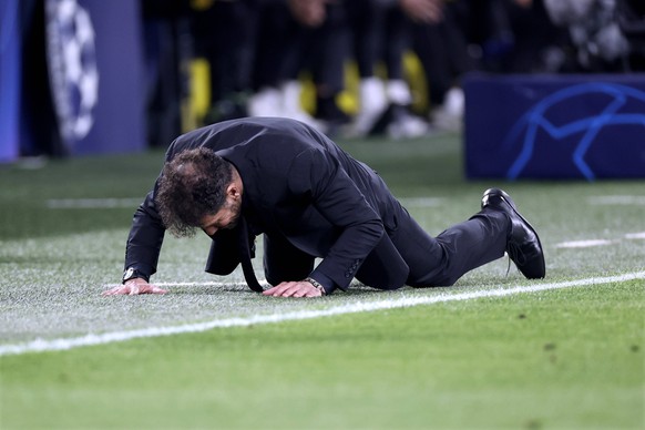 SIMEONE Diego Trainer Team Atletico Madrid UEFA Championsleague Saison 2023-2024 Spiel Viertelfinale Rueckspiel BVB - Atletico Madrid 4 : 2 am 16.04.2024 in Dortmund DFL REGULATIONS PROHIBIT ANY USE O ...