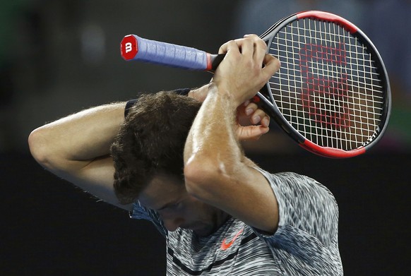 Tennis - Australian Open - Melbourne Park, Melbourne, Australia - 27/1/17 Bulgaria&#039;s Grigor Dimitrov reacts during his Men&#039;s singles semi-final match against Spain&#039;s Rafael Nadal. REUTE ...