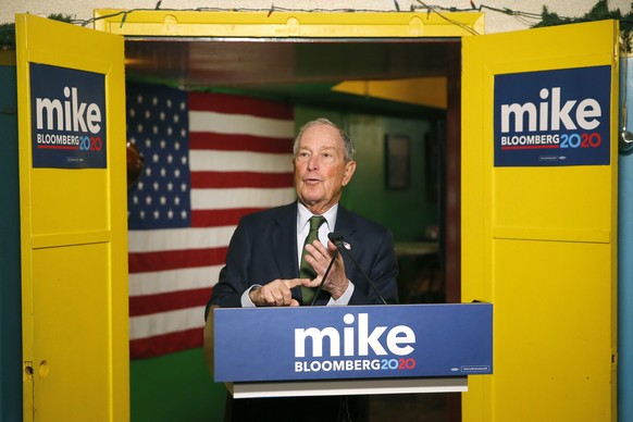 Mike Bloomberg speaks to the media, Tuesday, Nov. 26, 2019 in Phoenix. Bloomberg, a late entrant in the already crowded race for the Democratic presidential nomination, was set Tuesday to file to run  ...