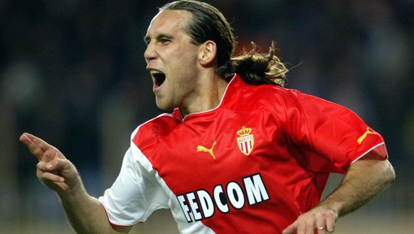 FC Monaco's Dado Prso celebrates his fourth goal this evening during his soccer Champions League match against Deportivo la Coruna at Charle II Stadium in Monaco Tuesday 5 November 2003. EPA/HOSL ...