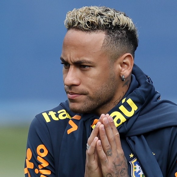 epa06821320 Brazil's Neymar during his team's training session in Sochi, Russia, 19 June 2018. Brazil will face Costa Rica in their FIFA World Cup 2018 Group E preliminary round soccer match ...