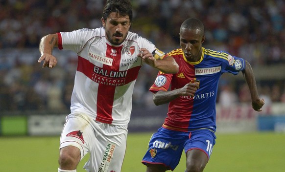 Gilles Yapi, hier im Duell mit Sions Gennaro Gattuso, wurde mit dem FC Basel dreimal Schweizer Meister.