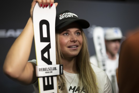 Corinne Suter from Switzerland pictured at a press conference prior the FIS Alpine Ski World Cup season in Soelden, Austria, on Thursday, October 20, 2022. The Alpine Skiing World Cup season 2022/23 w ...