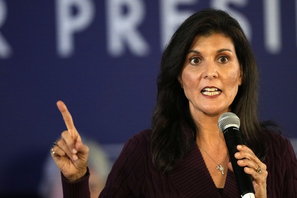 Republican presidential candidate Nikki Haley speaks at a town hall campaign event, Thursday, Feb. 16, 2023, in Exeter, N.H. (AP Photo/Robert F. Bukaty)
Nikki Haley