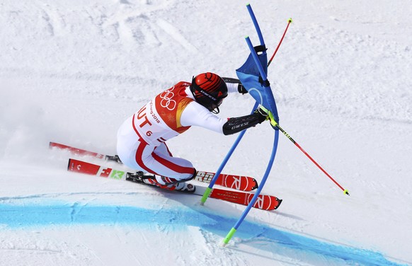 Austria&#039;s Michael Matt skis during the alpine team event at the 2018 Winter Olympics in Pyeongchang, South Korea, Saturday, Feb. 24, 2018. (AP Photo/Alessandro Trovati)