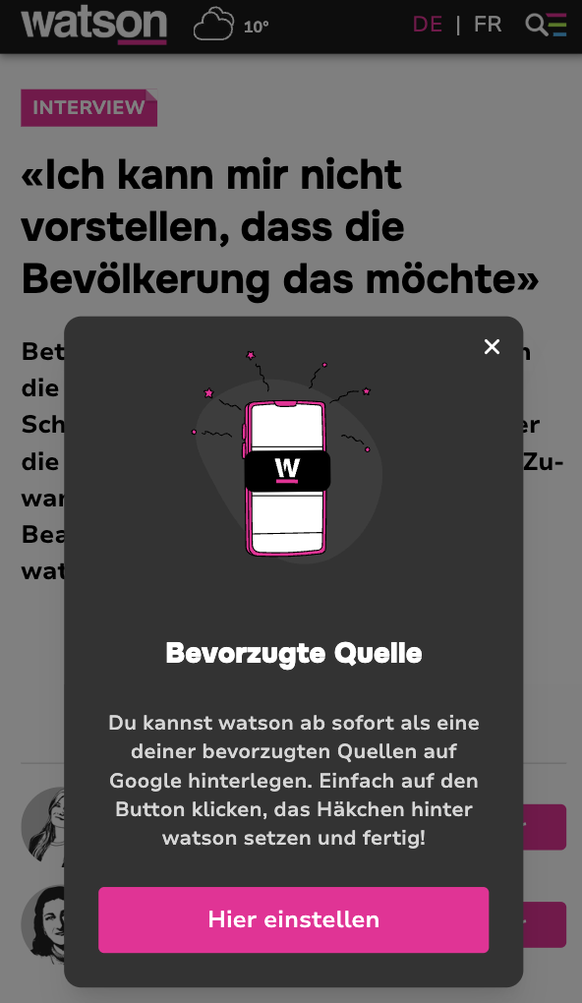 Bevorzugte Quellen auf Google: So kannst du watson helfen.