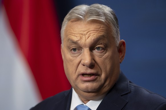 Hungarian Prime Minister Viktor Orban speaks during his annual international press conference in Budapest, Hungary, Saturday, Dec. 21, 2024. (AP Photo/Denes Erdos)
