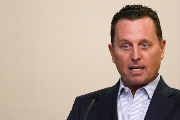 Former U.S. President Donald Trump&#039;s envoy for the Kosovo-Serbia dialogue Richard Grenell speaks during a ceremony in Belgrade, Serbia, Wednesday, Oct. 25, 2023. Grenell receives the Order of the ...