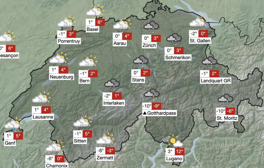 wetter-prognose für donnerstag 26. märz, am montag 23. märz, https://meteonews.ch/de/Wetterkarte/CCH/Schweiz