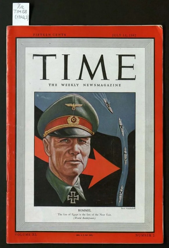 Erwin Rommel auf dem Titel des amerikanischen &quot;Time&quot;-Magazine 1942. A