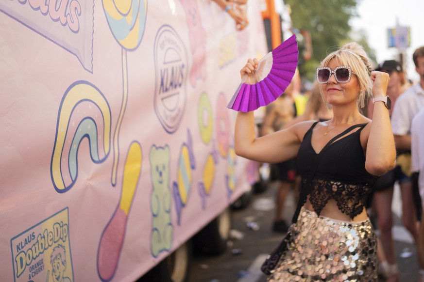 Hundreds of thousands of participants dancing through the streets during the 32th Street Parade in the city center of Zurich, Switzerland, Saturday, August 9, 2025. The annual dance music event Street ...