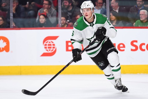 MONTREAL, QC - OCTOBER 30: Look on Dallas Stars defenceman Julius Honka (6) during the Dallas Stars versus the Montreal Canadiens game on October 30, 2018, at Bell Centre in Montreal, QC (Photo by Dav ...