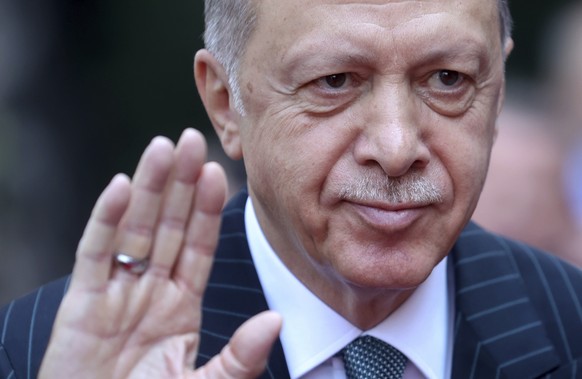 FILE - Turkey&#039;s President Recep Tayyip Erdogan waves to the crowd during a welcome ceremony in Sarajevo, Bosnia, on Sept. 6, 2022. Turkey&#039;s president has suggested his country might approve  ...