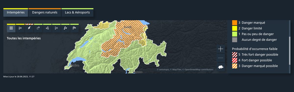 Mesures pour mardi, de 17h à 23 heures environ.